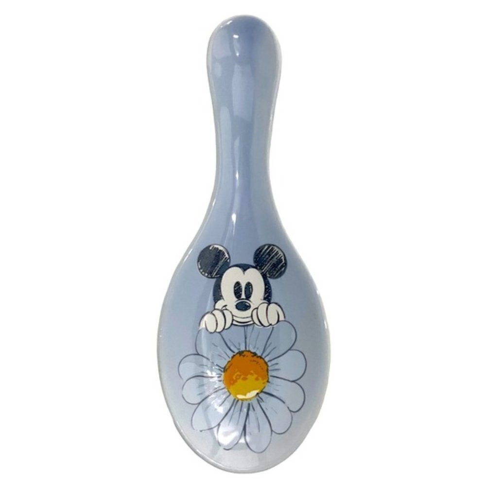 Disney Spoon Rest Mickey Mouse Ceramic Floral Kitchen Accessory Yellow Blue